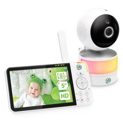LeapFrog LF915HD Video Baby Monitor with 5” 720p HD LCD Display, 360° Pan & Tilt with 8X Zoom Camera, Color Night Vision, Night Light, Two-Way Intercom, Smart Sensors