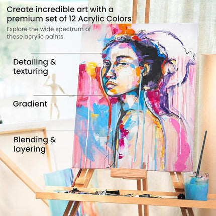 ARTEZA Acrylic Paint, A719 Pearl Electric Blue, 16.9 fl oz, 500ml Jar, Opaque, Quick-Drying, Acrylic Paints for Painting on Canvas