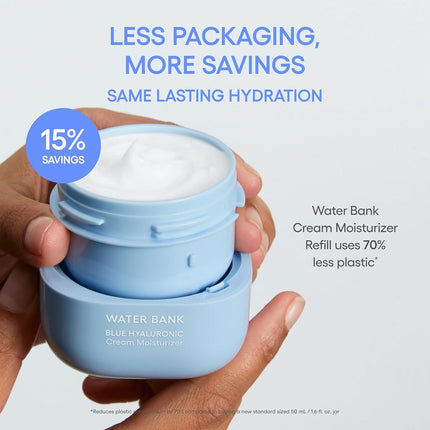 LANEIGE Water Bank Blue Hyaluronic Cream Refill: Hydrating Korean Face Cream with Squalane & Ceramide for Skin Barrier Support, Dermatologist-Tested 50ml