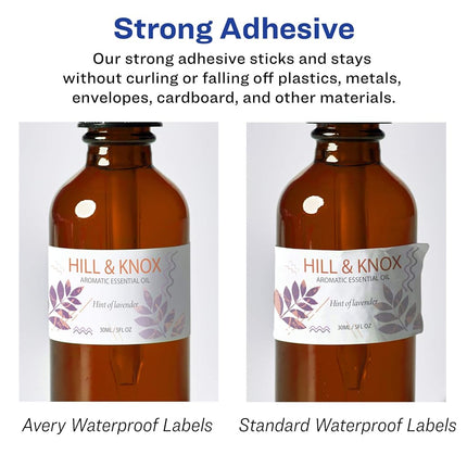 Avery Durable Waterproof Rectangle Labels, Sure Feed Technology, 1" x 4", 200 Total, Oil and Tear-Resistant, Waterproof, Laser/Pigment-Based Inkjet Printable