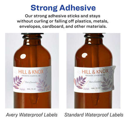 Avery Durable Waterproof Rectangle Labels with Sure Feed, 2/3" x 3-7/16", 750 Oil and Tear-Resistant Waterproof Labels, Laser/Pigment-Based Inkjet Printable Labels
