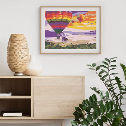 Arteza Paint by Number for Adults, 12x16 Inches, 21 Pieces, Hot-Air Balloon Paint by Numbers Kit, Comes with 1 Canvas Panel, 12 Acrylic Paint Pots, 5 Paintbrushes, Art Supplies for Home & Office Decor