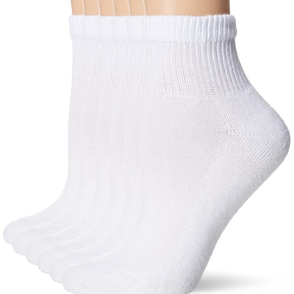 Hanes Ultimate Women's 6-Pack Comfort Toe Seamed Ankle Socks, White, 9-May