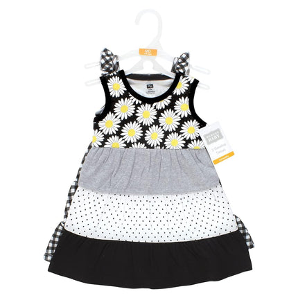 Hudson Baby Baby Girls' Cotton Dresses, Black Daisy, 9-12 Months