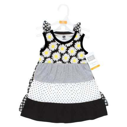 Hudson Baby Baby Girls' Cotton Dresses, Black Daisy, 9-12 Months