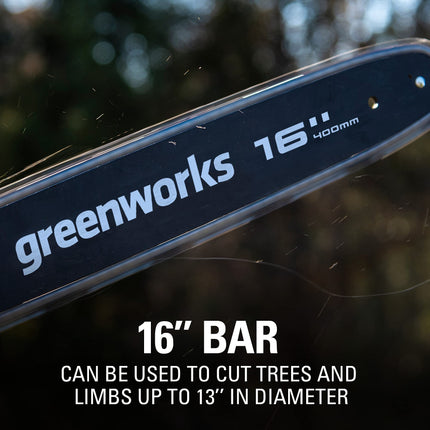 Greenworks 40V 16" Brushless Cordless Chainsaw (Gen 2) (Great for Tree Felling, Limbing, Pruning, and Firewood / 75+ Compatible Tools), Tool Only