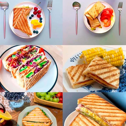 Abizarch Grilled Sandwich Maker, Camping Toastie Maker, Stove top Panini Press Pan with Non-Stick Plates, Double Sided Hot Toasted Sandwich Maker Breakfast Frying Pan for Outdoors Camp Home Kitchen