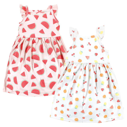 Hudson Baby Baby Girls' Cotton Dresses, Fruit Salad, 2T