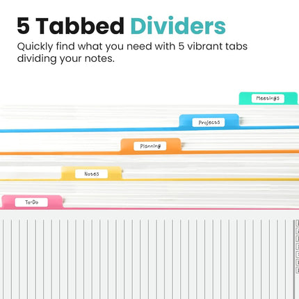 Taja Spiral Notebooks for Work 5 Subject Notebook with Removable Dividers
