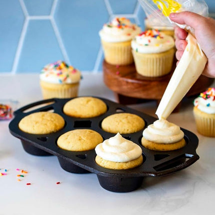 Lodge Seasoned Cast Iron Muffin Pan, 6 Impressions