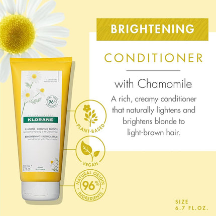 Klorane Brightening Conditioner with Chamomile for Blonde Hair, 200ml Bottle