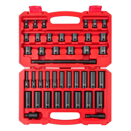 TEKTON 3/8 Inch Drive 6-Point Impact Socket Set, 41-Piece (6-24 mm) | SID91401