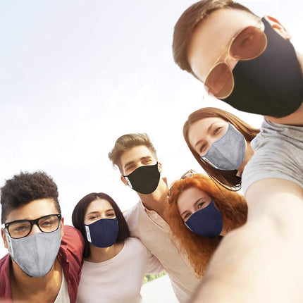 Safe+Mate x Case-Mate - Cloth Face Mask - Washable & Reusable - Adult S/M - Cotton - with Filter - 3 Pack - Black/Navy/Gray