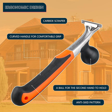Premium Ergonomic Carbide Scraper Tool,2.5-inch,Heavy-Duty Paint Scraper, Wood and Floor Scraper for Removing Varnish, Glue, Rust, Paint, Resin, Dry Glaze, Stains, Putty, and Scratches