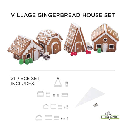 Fox Run 48750 Village Gingerbread House Set, Brown