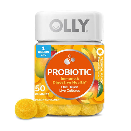 OLLY Probiotic Gummy, 25 Day Supply (50 Gummies), 