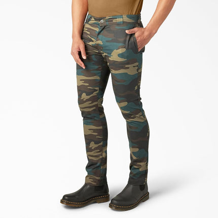 Pantalones de trabajo ajustados Dickies para hombre, camuflaje verde cazador, 30W x 32L