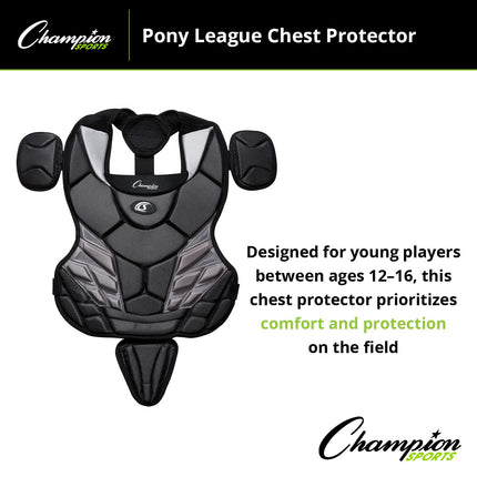 Champion Sports P110LBK Pony League Chest Protector, 12-16 Years, Black