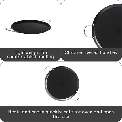 IMUSA USA CAR-52010 9" Nonstick Carbon Steel Small Round Comal with Metal Handles