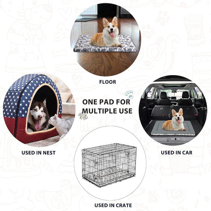 VANKEAN Dog Crate Pad Bed Mat Dogs, Machine Washable Crate Beds Grey L