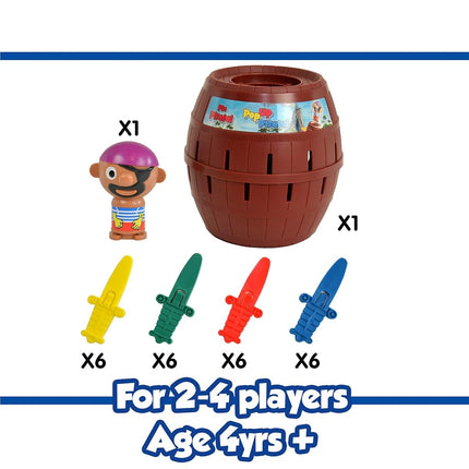 TOMY Pop Up Pirate Classic Children's Action Board Game, Family and Preschool Kids Game for Children 4, 5, 6, 7, 8 Year Old Boys Girls Adults,Packaging may vary, Wood - Choc Brown
