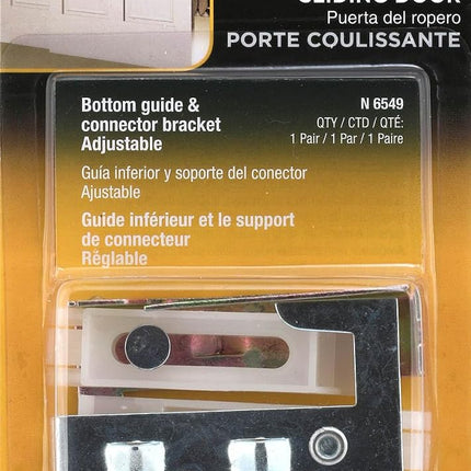 Prime-Line N 6549 1-1/2 in. Stamped Steel Housing with Nylon Guide Insert, Panel Wardrobe Door Guide for Acme and Stanley Doors (1 Pair)
