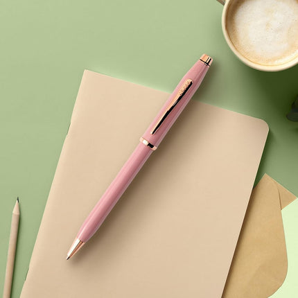 CROSS Century II AT0082-164 Twist-Action Lacquer Ballpoint Pen with Rose Gold Plated Appointments, includes Premium Gift Box and Black Cartridge, Medium Point, 1 Pack, ‎Smoky Pink