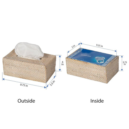 Kouboo Loma Rectangular Rattan Tissue Box Cover (Latte)