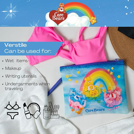 Franco Collectibles Care Bears Classic Beach/Pool Waterproof Swimsuit, Makeup, Toiletries Pouch, (Officially Licensed Product)