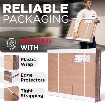 Paclord Lot de 6 cartons d'emballage moyens de 30,5 x 30,5 x 20,3 cm – Fabriqués aux États-Unis – Boîtes d'emballage pour déménagement, expédition ou rangement – Approuvé par