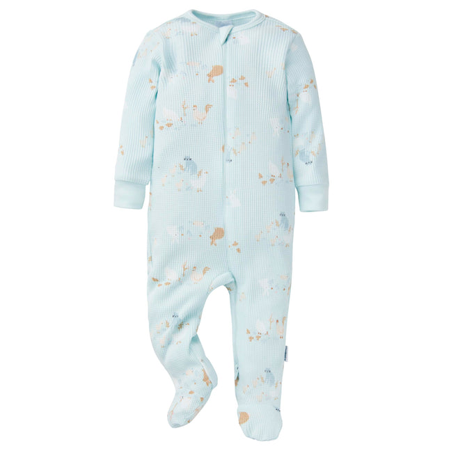 Gerber Baby Girls' 2-Pack 2-Way Zip Thermal Footed Sleep 'N Play, Farm Life, Newborn