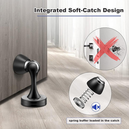 KOLAKO 12 Pack Door Stopper, Magnetic Door Stops Black, Heavy Duty Magnet Doorstops Soft Catch, Magnetic Door Holder, Wall & Floor Mount, Oil Rubbed Finish