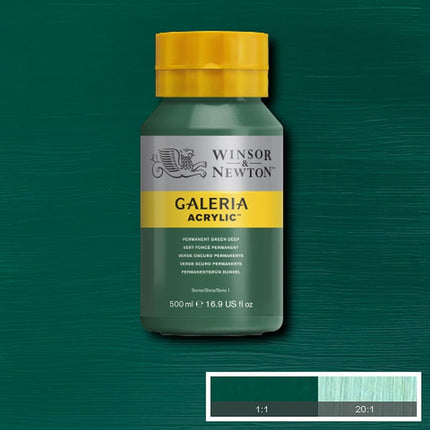 Winsor & Newton, Galeria Acrylic, Permanent Green Deep, 500ml
