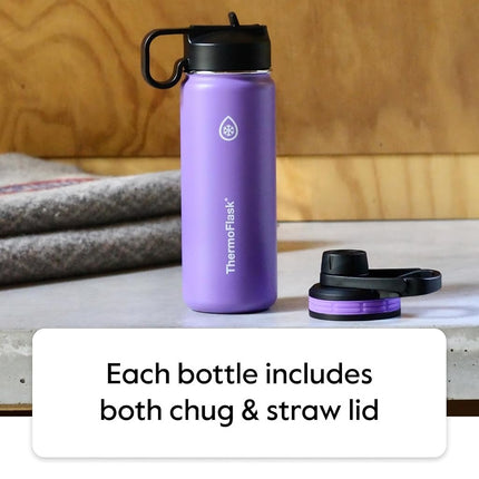 ThermoFlask Double Wall Vacuum Insulated Stainless Steel Water Bottle with Two Lids, 1.2 Liter / 40 Ounce, Capri