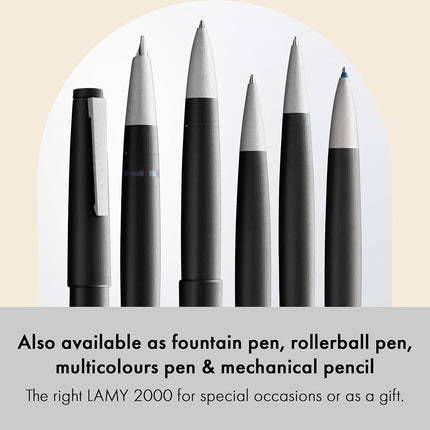 Lamy 2000 black - elegant ballpoint pen in robust fibreglass barrel - perfectly balanced - incl. giant refill M 16 in line width M in black