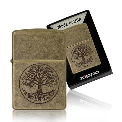 Zippo "Tree of Life" Pocket Lighter, Antique Brass