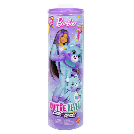 Barbie Cutie Reveal Care Bears Doll & Accessories, Series 2 Dream Bright Bear with 10 Surprises Including Color Change & Mini Bear, JFV61