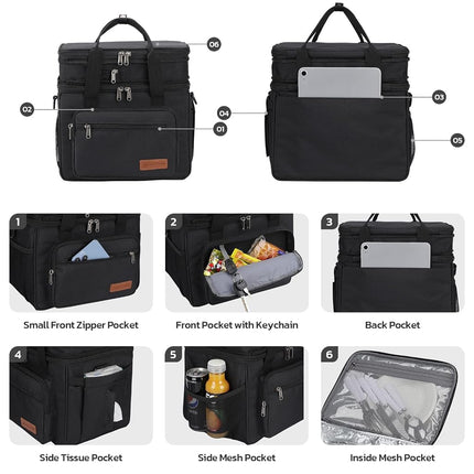 Maelstrom 23L Insulated Lunch Box, Expandable Double Deck Cooler Bag