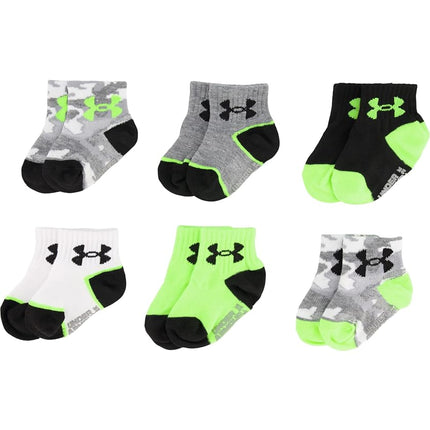 Under Armour Boys Multi Pack Quarter Sock, Grey Camo, 2T-4T