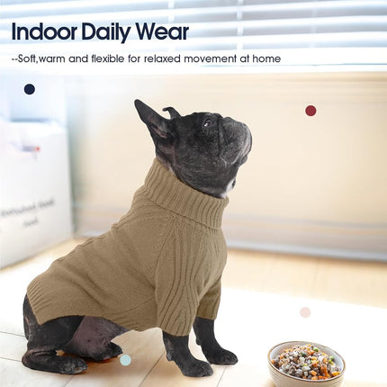 IECOii Dachshund Sweater,Turtleneck Dog Sweater for Small Medium Dogs Girl,Stretchy & Breathable,Warm Knitted Pullover Coat,High Neck Knitwear for Cold Weather Indoor & Outdoor Wear (Camel, M)