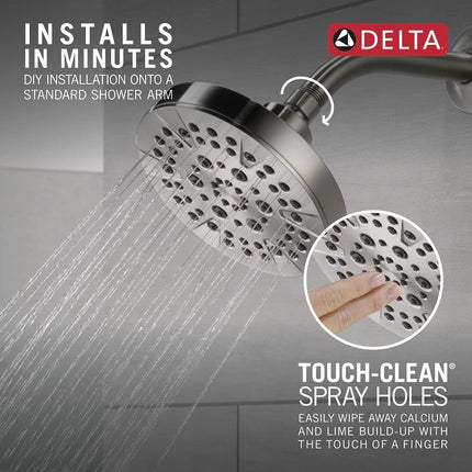 Delta Faucet 5-Spray Brushed Nickel Shower Head, Showerheads, 1.75 GPM Flow Rate, Stainless 52535-SS