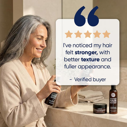 Moerie Shampoo and Conditioner Plus Hair Mask and Spray Mega Pack – The Ultimate Growth Care – For Longer, Thicker, Fuller Hair - Volumizing Products – Paraben & Silicone Free (Set of 4)