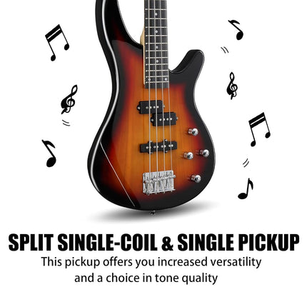 Ktaxon 4 String Electric Bass Guitar, Full Size Bass Guitar Kit (Sunset)
