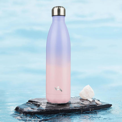 Konokyo Insulated Water Bottles,25oz Double Wall Stainless Steel Vacumm Metal Flask for Sports Travel,Pastel Sunset