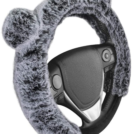 BDK Housse de volant en peluche Ours - Joli protecteur en fausse laine pour femmes et jeunes filles, s'adapte aux volants de 14,5 à