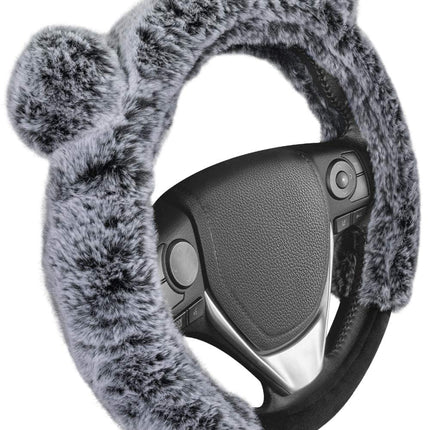 BDK Bear Fur Plush Steering Wheel Cover - Cute Fau