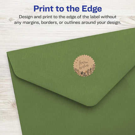 Étiquettes Avery Étoile kraft marron avec alimentation fiable, 7,6 cm, 300 étiquettes kraft marron, impression bord-à-bord, compatibles imprimantes laser/jet d'encre