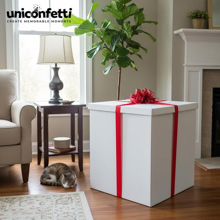 Extra Large Gift Box 28x28x28"—Giant, Jumbo, White Gift Boxes with Lid for Large Gifts, Big Presents for Birthday Surprise, Special Occasions, Unique Celebrations, Not for Heavy-Duty Storage Use