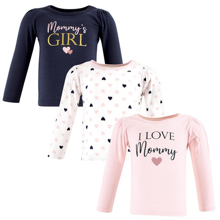 Hudson Baby camisetas de manga larga para bebés, niña, rosa, azul marino, de 6 a 12 meses