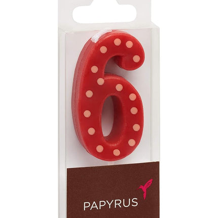 Lot de bougies d'anniversaire Papyrus Premium, à pois rouges (chiffres de 0 à 9, 10 pièces)